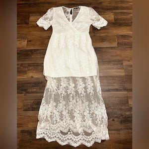 Gianni Bini Long White Lace Dress